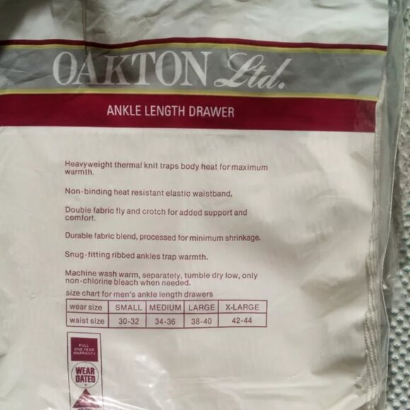 Vtg. NOS Sears Roebuck Oakton Ltd Men's Medium 34-36 Thermal Pant Bottom - USA - Picture 2 of 2